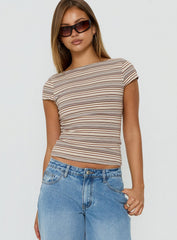 Nyren Low Back Boatneck Top Multi Stripe