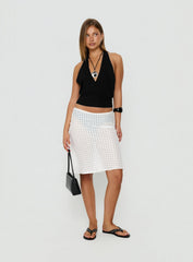 Evangela Sheer Midi Skirt White Polka Dot