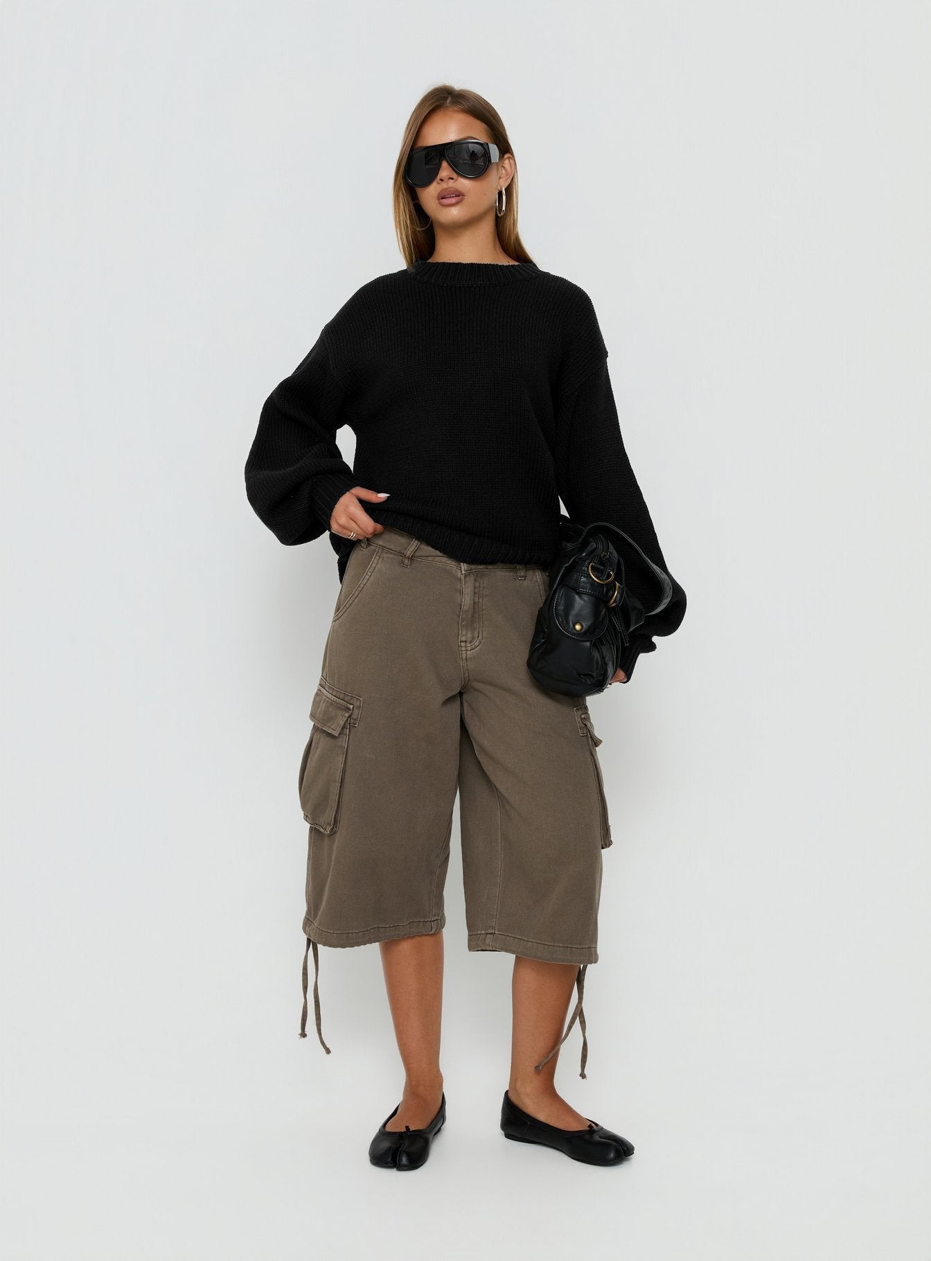 Harmony Balloon Sleeve Knit Sweater Black