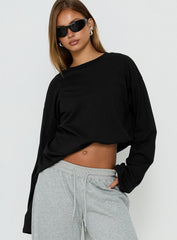 Settle Down Long Sleeve Top Black