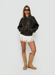 Jaxton Faux Leather Jacket Brown Petite
