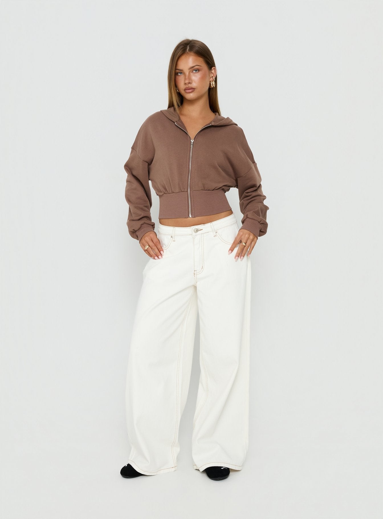 Naylor Mid Rise Wide Leg Jeans Cream Tall