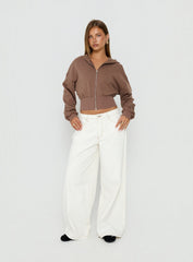 Naylor Mid Rise Wide Leg Jeans Cream Tall