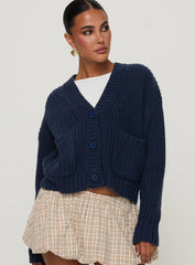 Osias Cable Knit Cardigan Navy