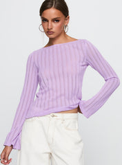 Tuppence Ribbed Long Sleeve Top Lilac