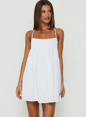 Stick With Me Tie Back Babydoll Mini Dress White