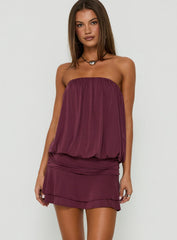 Olidia Strapless Mini Dress Plum