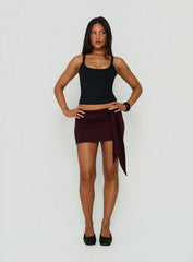 Eldric Tie Waist Micro Skirt Aubergine