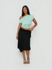 Marienna One Shoulder Lace Top Turquoise