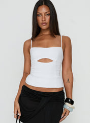 Lenara Cut Out Cami Top White
