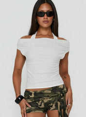 Elizebetta Layered Halter Top Grey / White