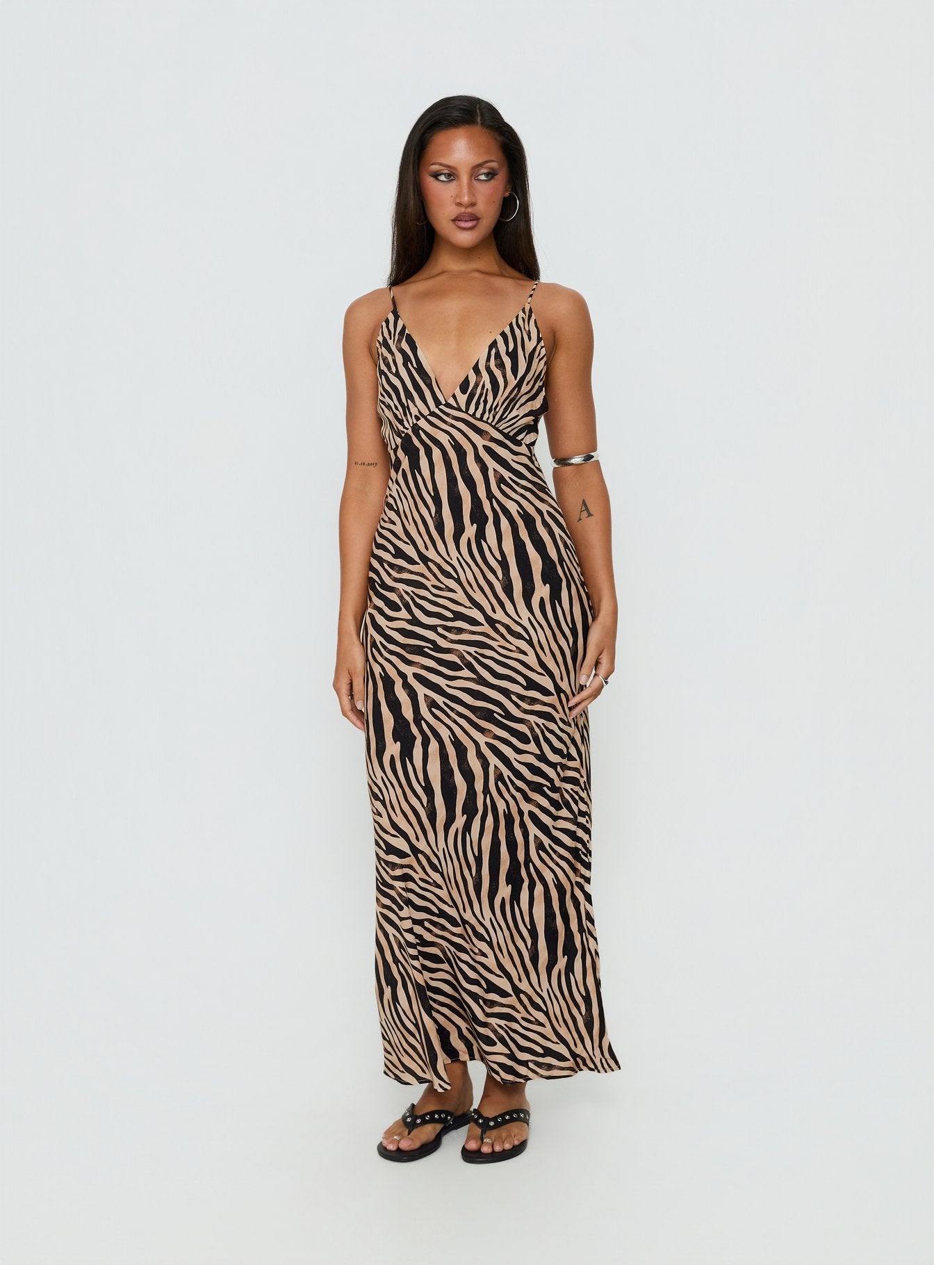 Cherilynn V Neck Maxi Dress Zebra