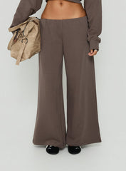 Kaeya Fleece Wide Leg Low Rise Pants Grey