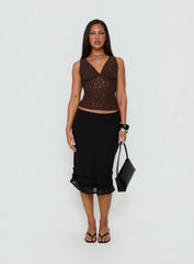 Clarabella Frill Midi Skirt Black