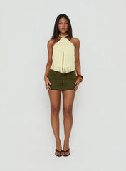 Junaya Arrowneck Fringe Detail Top Lemon