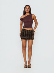Zaraya Sequin Mini Skirt Brown