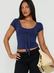 Celinne Layered Micro Bolero Top Navy