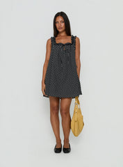 Swing Mini Dress Black Polka Dot