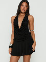 Khoda Studded Halter Mini Dress Black