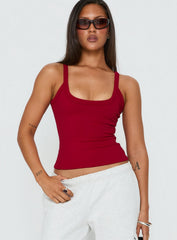 Kasper Cinched Longline Tank Top Wine
