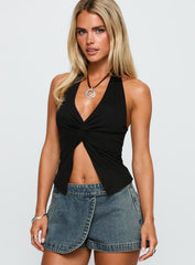 No Hard Feelings Twist Top Black