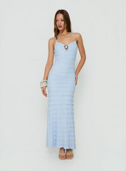 Liskaia Textured Halter Maxi Dress Blue