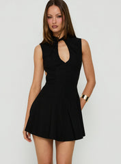 Karmica Keyhole Ruched Mini Dress Black