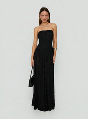 Diannah Lace Corset Strapless Maxi Dress Black