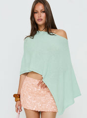 Rouse Off Shoulder Knit Poncho Jelly Mint