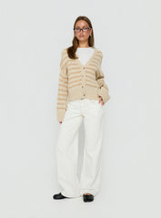 Karlson Striped Cardigan Beige Stripe