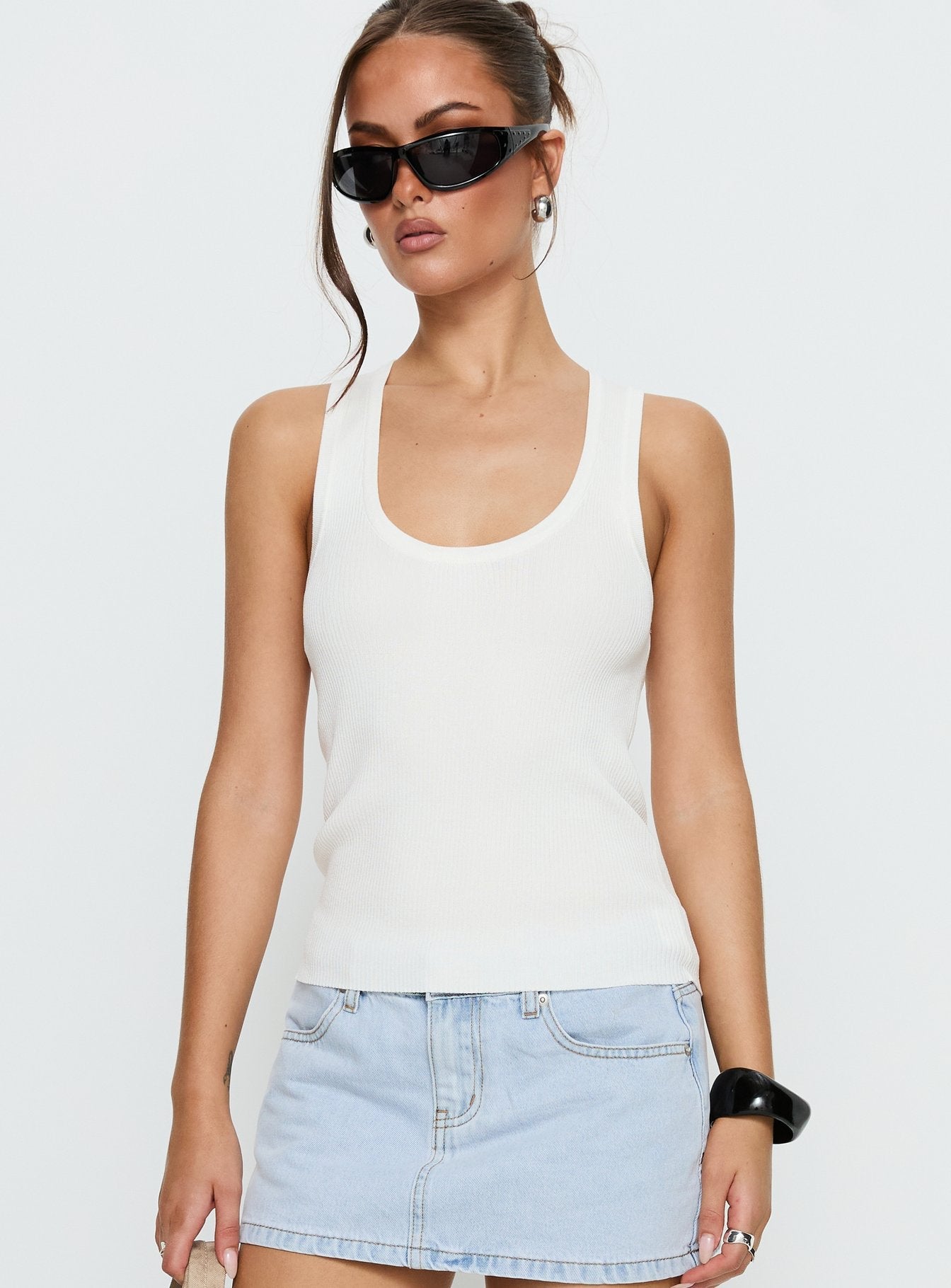 Kyrella Longline Tank Top White