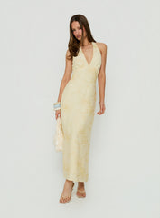 Luisella Halter Midi Dress Yellow Floral