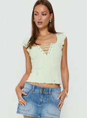 Jacenda Tie Up Short Sleeve Top Mint