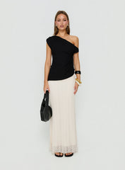 Katerine Ruched Lace Maxi Skirt Cream