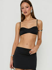Edeniah Satin Micro Crop Top Black