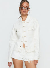Caresse Cinched Denim Jacket White