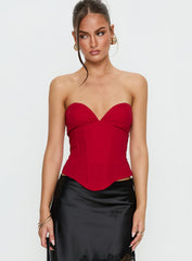 Isalina Strapless Corset Top Red