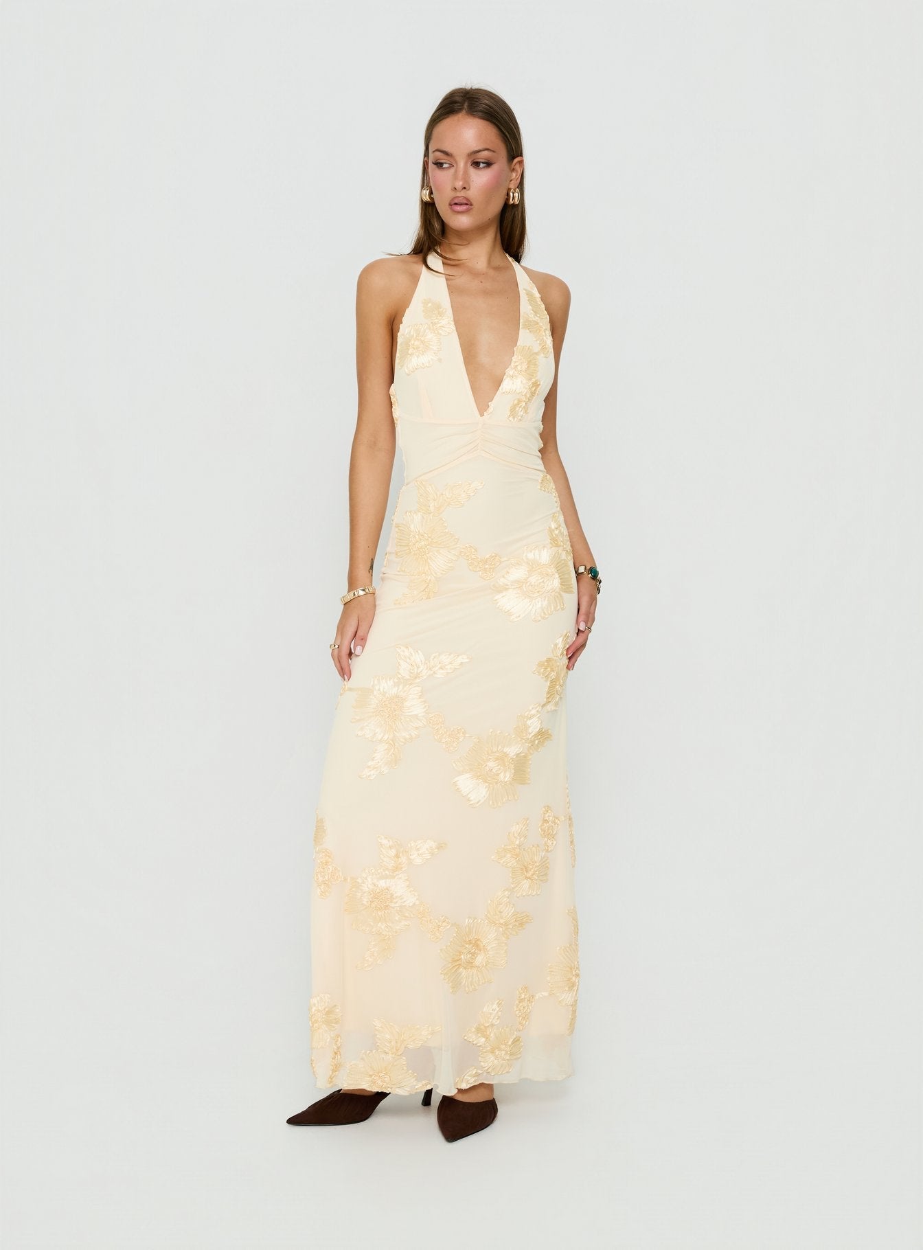 Rousseau Halter Maxi Dress Yellow