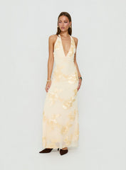 Rousseau Halter Maxi Dress Yellow