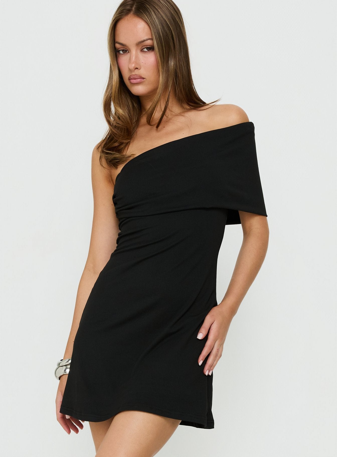 Laurencia One Shoulder Mini Dress Black