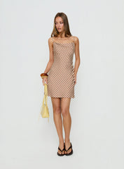 Mylla Cowl Neck Mini Dress Brown Stripe