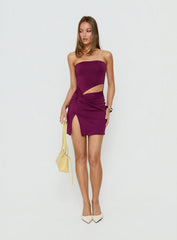 Keera Strapless Cut Out Mini Dress Plum