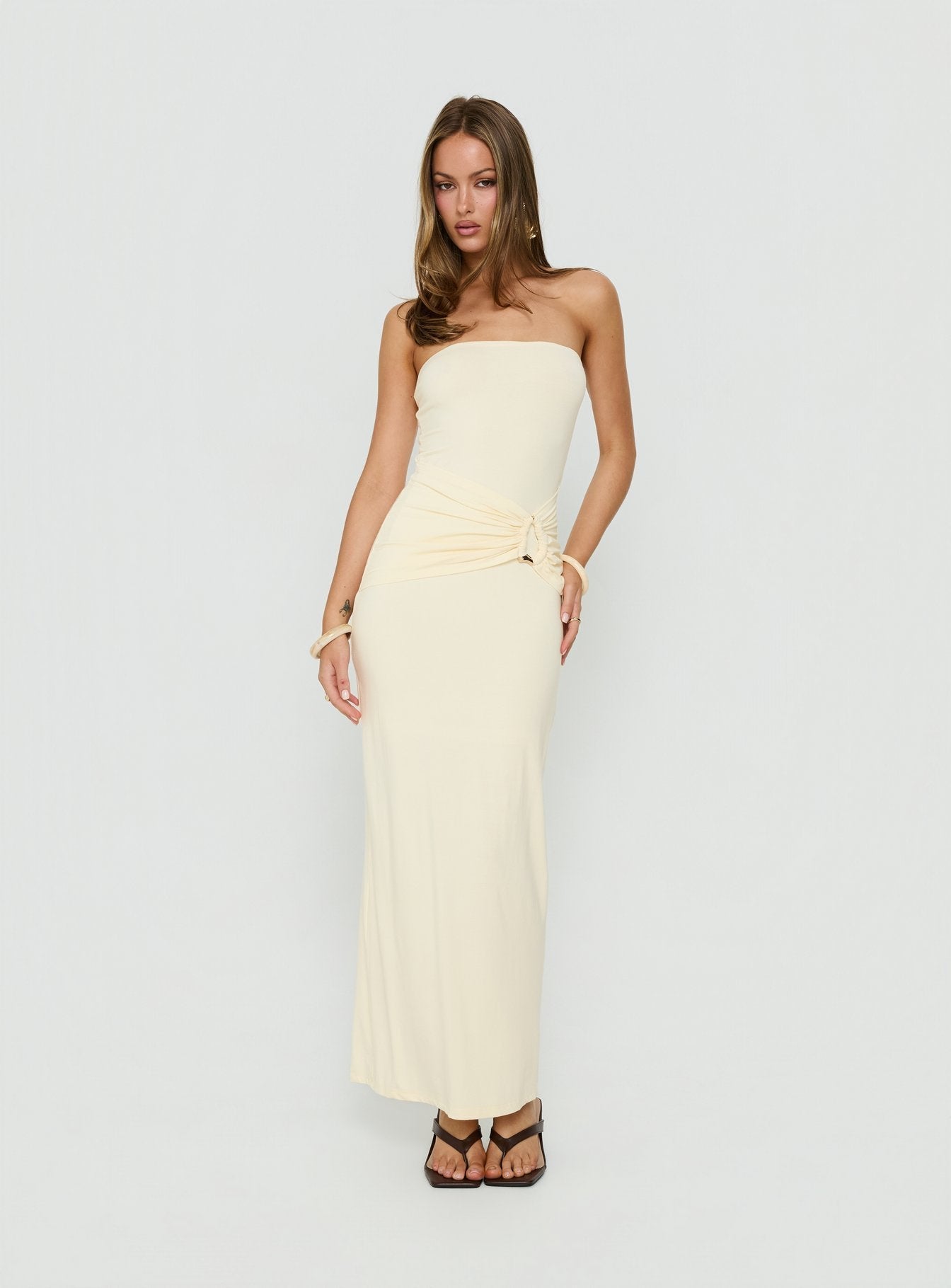 Signature Move Strapless Maxi Dress Butter Yellow
