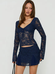 Quani Lace Mini Skirt Navy