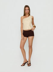 Loucetta One Shoulder Tie Detail Top Cream Stripe