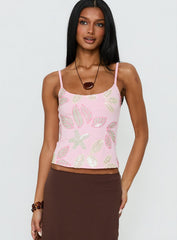 Lunavia Sequin Cami Top Pink