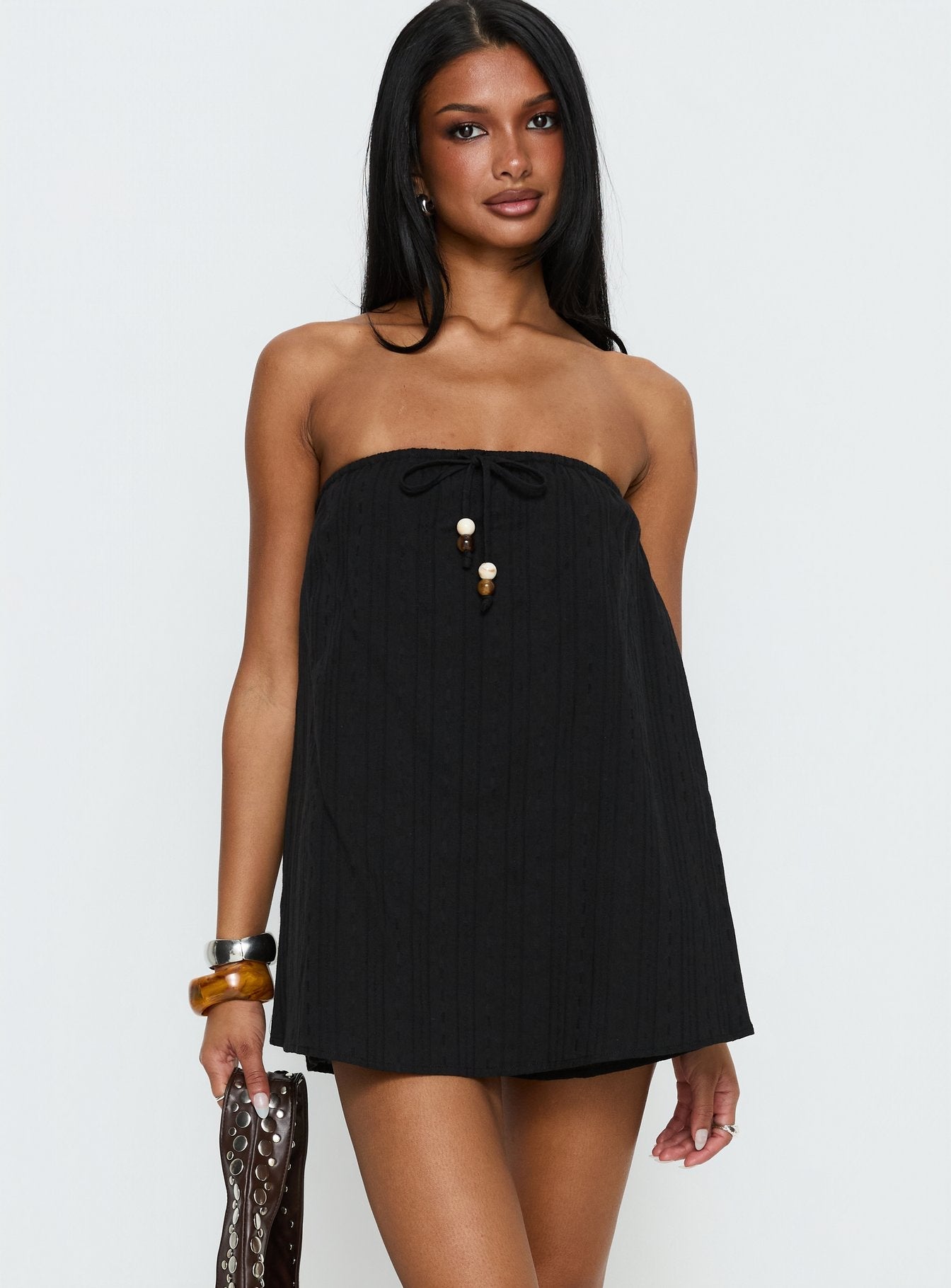 Isafelia Strapless Romper Black