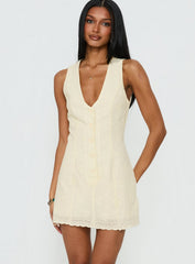 Sylvara Textured Button Up Romper Yellow