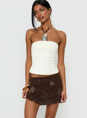 Nanci Beaded Mini Skirt Brown