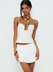 Gigi Linen Blend Skort White
